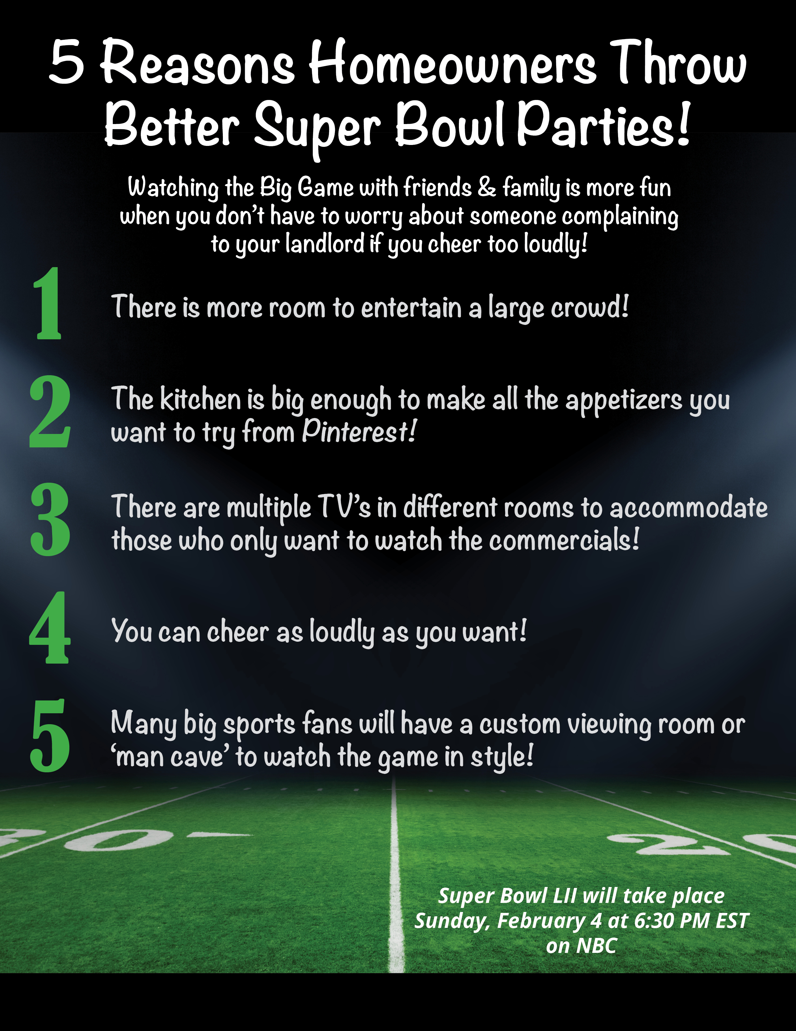 5 Reasons Homeowners Can Throw Better Super Bowl Parties! [INFOGRAPHIC] | Simplifying The Market