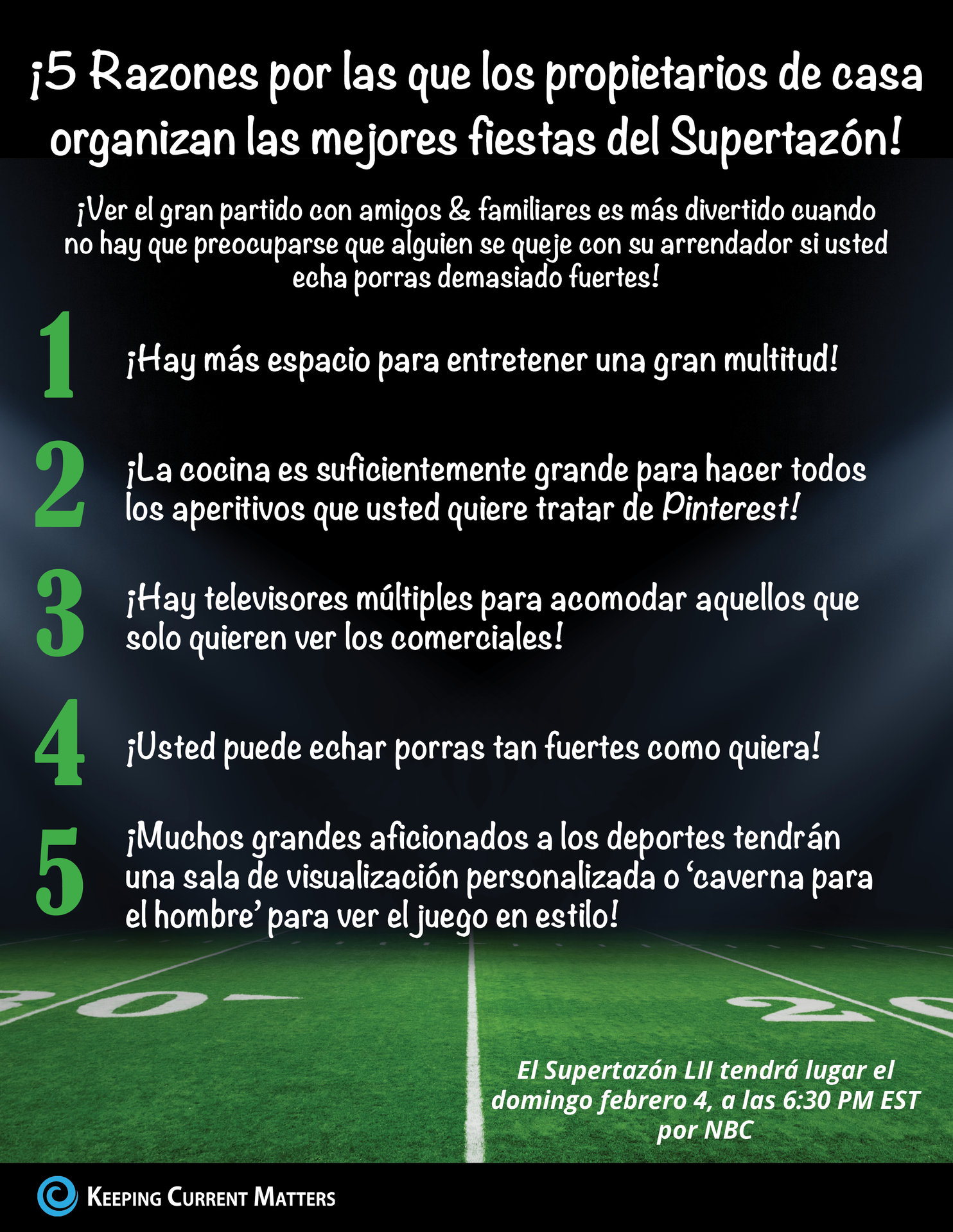 5 razones por las que los propietarios pueden organizar mejores fiestas del Supertazón [infografía] | Keeping Current Matters