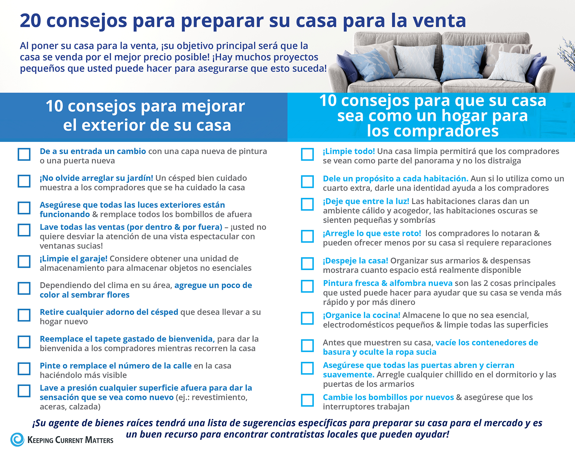 20 consejos para preparar su casa para la venta esta primavera [Infografía] | Keeping Current Matters