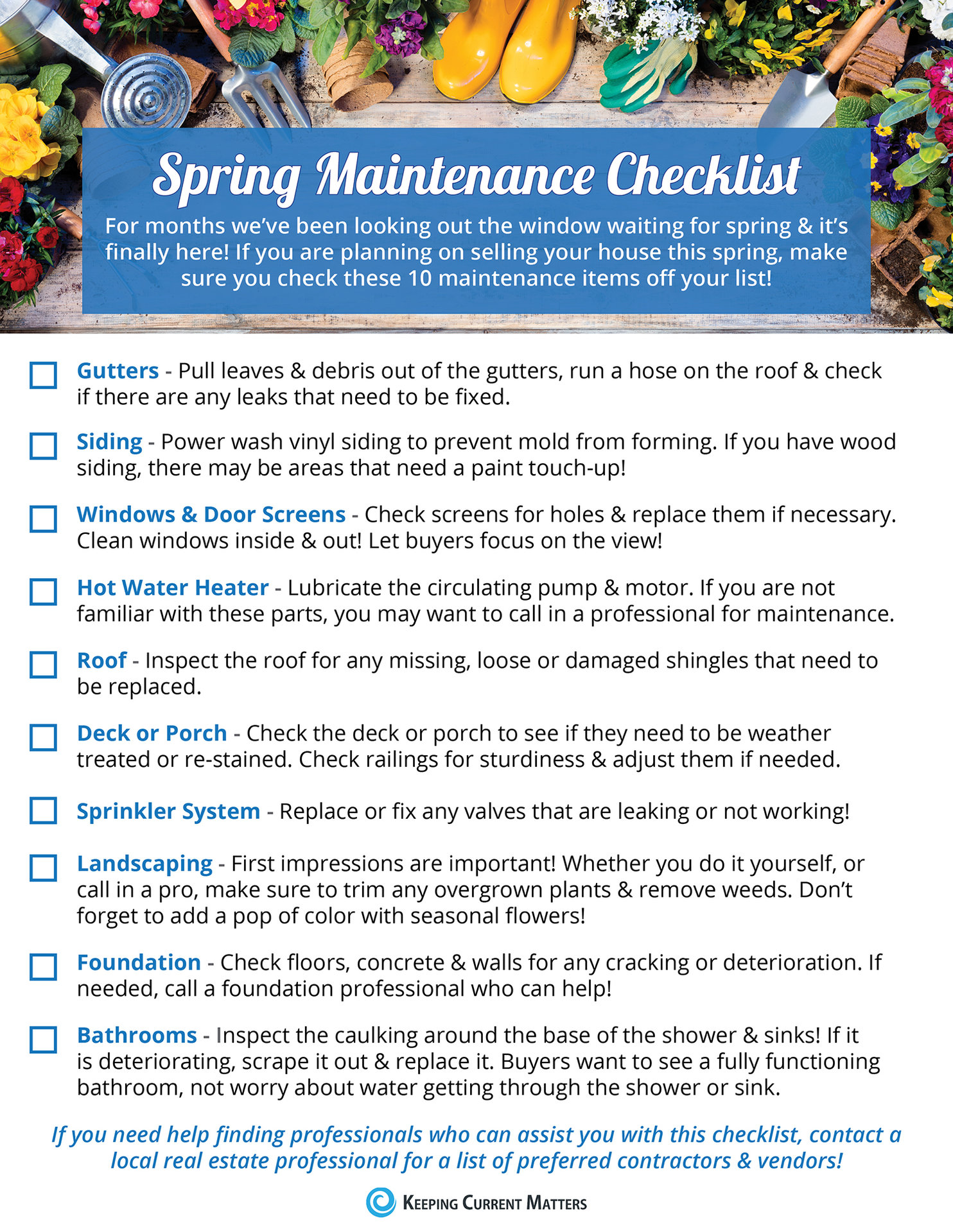 Your Homeâs Spring Maintenance Checklist [INFOGRAPHIC] | Keeping Current Matters