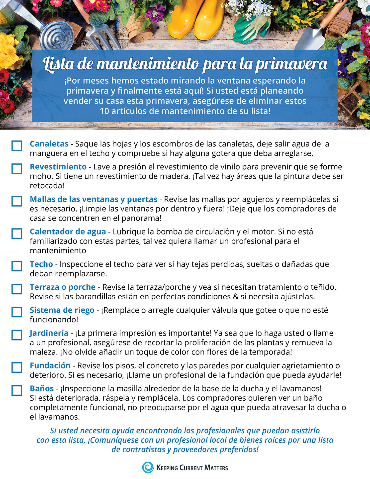 Lista de mantenimiento de su hogar para la primavera [Infografía] | Keeping Current Matters