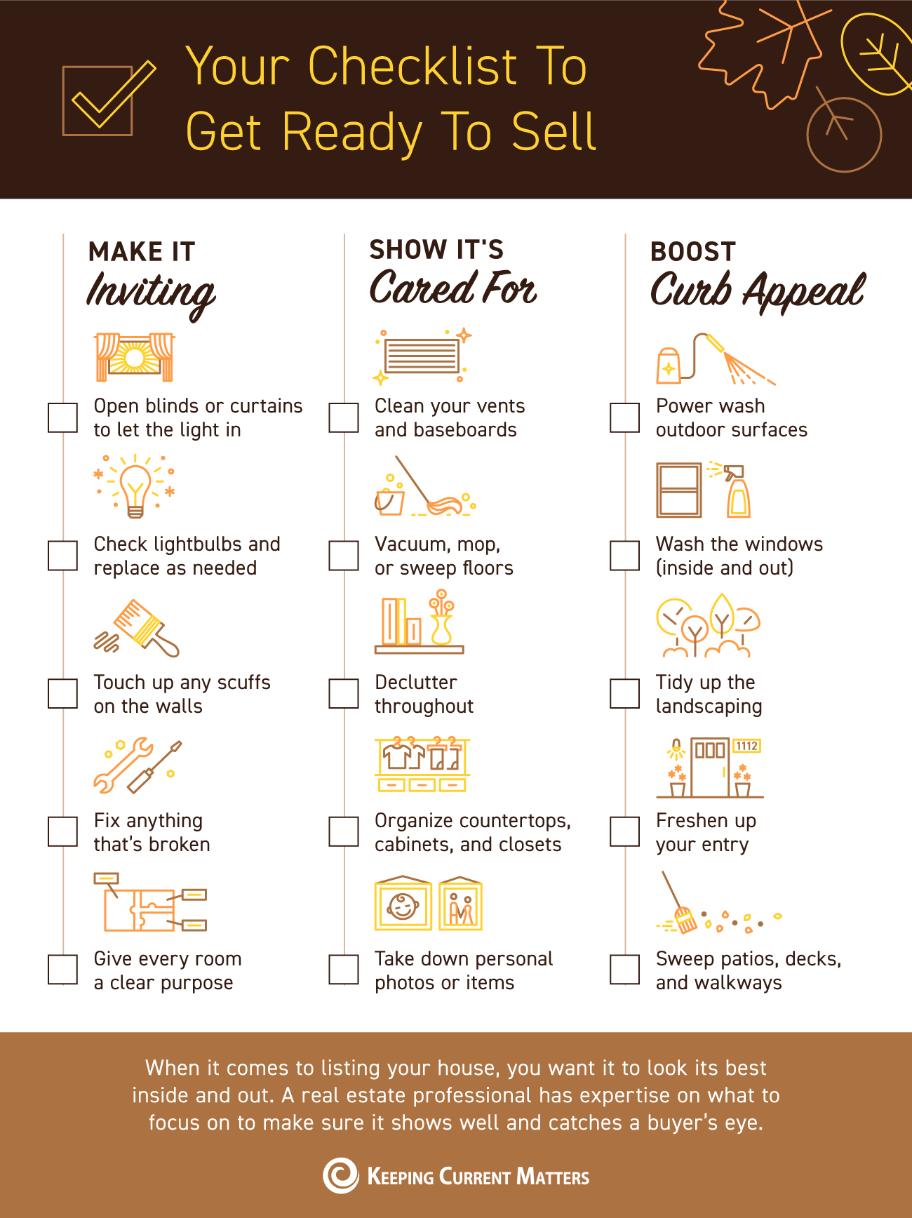Your Checklist To Get Ready To Sell [INFOGRAPHIC] | Keeping Current Matters