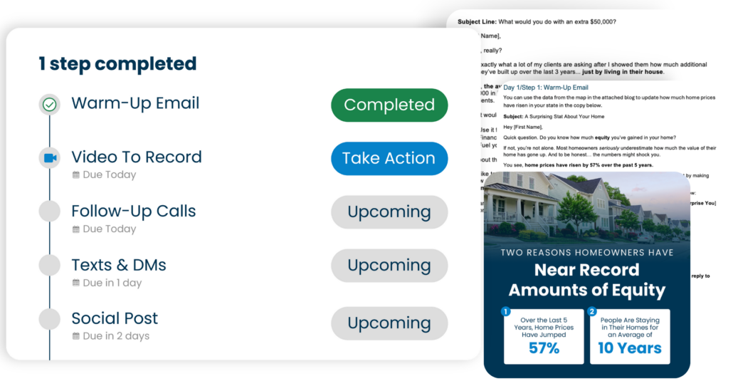 KCM Playbooks steps, emails, scripts, and posts.